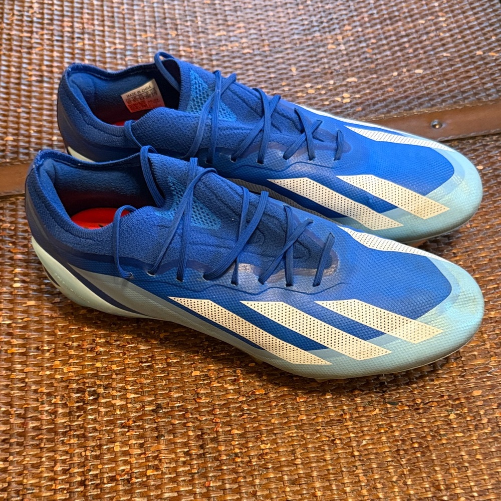 adidas Men’s Blue and White Soccer Cleats worn 2 times over a weekend
